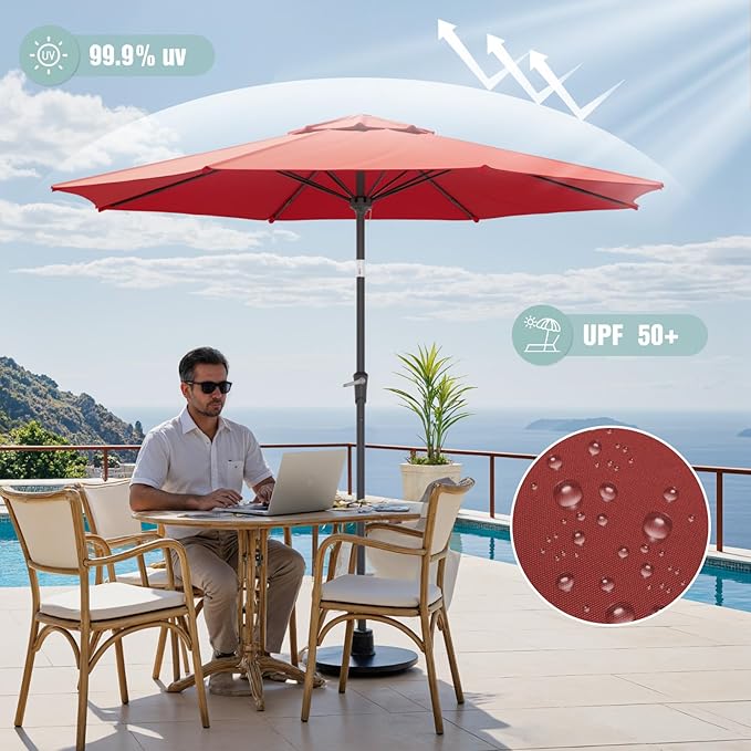Patio Umbrellas, Pool Umbrella, Outdoor Umbrella with Push Button Tilt/Crank, Deck Umbrellas, Market Umbrela Table for Backyard, Deck, Garden, Pool