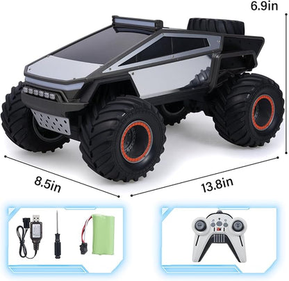 Remote Control Pickup Truck Style Toy car,1:12 Scale with Alloy Shell Lights and Sounds, 2.4GHz All Terrain Toy Car with Rechargeable Battery，for Boy Kids Adults Monster Truck Toys
