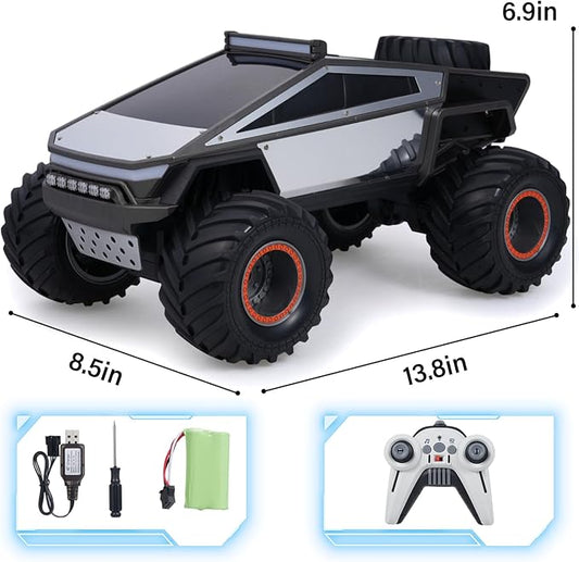 Remote Control Pickup Truck Style Toy car,1:12 Scale with Alloy Shell Lights and Sounds, 2.4GHz All Terrain Toy Car with Rechargeable Battery，for Boy Kids Adults Monster Truck Toys
