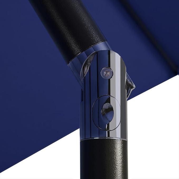 Yaheetech Patio Umbrella, 7.5FT Outdoor Table Market Umbrella with Push Button Tilt and Crank & Sturdy Ribs UV Protection for Garden, Deck, Backyard, Pool, Navy Blue
