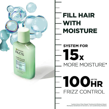 Garnier Fructis Hair Filler Moisture Repair Serum Treatment, Moisturizing Hair Serum for Curls and Waves with Hyaluronic Acid, 3.75 Fl Oz, 1 Count