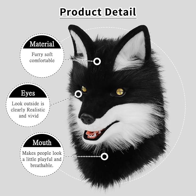 HAOAN Furry Dog Mask Animal Wolf Full Head for Halloween Fancy Dress Party Cosplay Costume Women Men