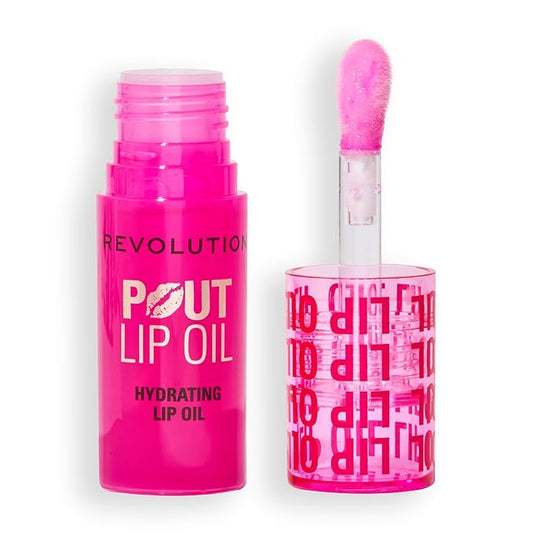 Revolution, Pout Lip Oil, Nourishing Tinted Lip Oil, High Shine, Non-Sticky Finish, Vegan & Cruelty-Free, Raspberry Pink, 0.13 oz