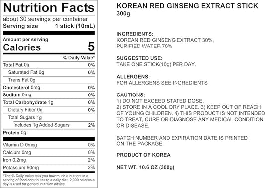 POCHEON KOREAN RED GINSENG Extract Stick, 30% Ginseng Extract, Single Serving Packs - 30 Sticks (10ml x 30), Natural Immune Support