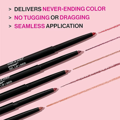 wet n wild Perfect Pout Matte Retractable Gel Lip Liner Pencil, Rich Creamy Long Lasting Color, Well-Defined and Flawless Application, Vegan & Cruelty-Free - Red The Scene