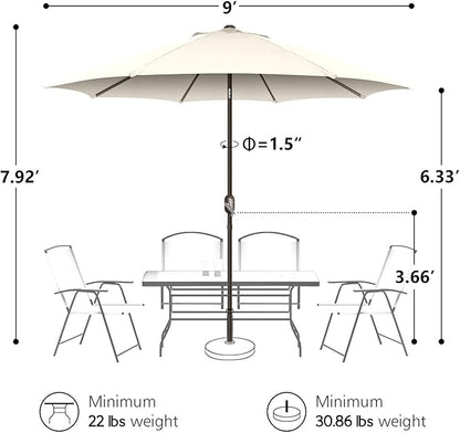 7.5Ft/9Ft Patio Umbrella, UV Protect Pool Umbrella with Heavy Duty Pole,Outdoor Umbrella with Push Botton Tilt & Crank
