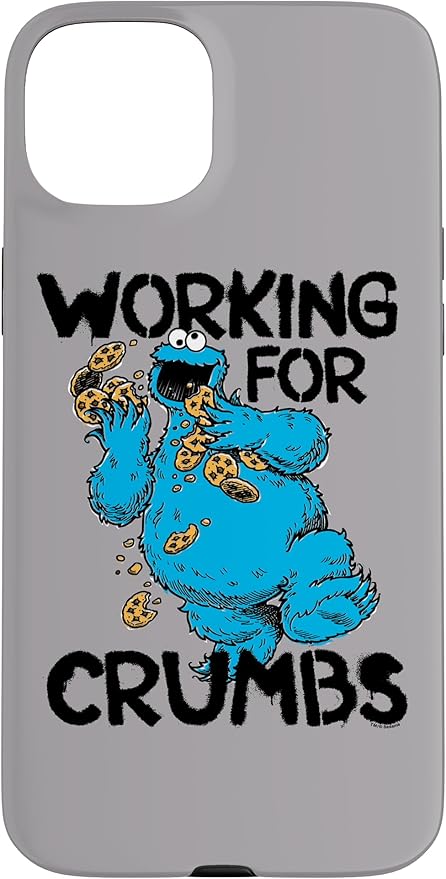 iPhone 15 Plus Sesame Street Cookie Monster Working for Crumbs Case