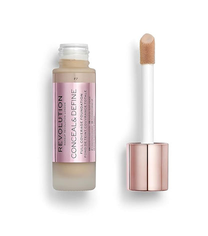 Makeup Revolution Conceal & Define Foundation, Cream Foundation Cruelty-Free, F7, 23ml
