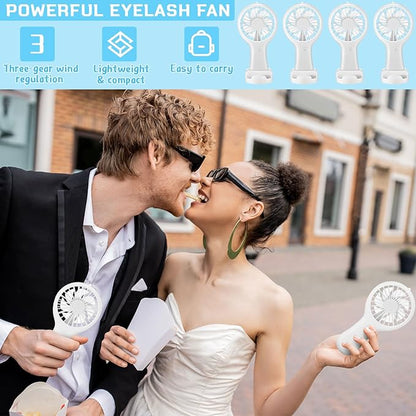 60 Pack Mini Powerful Handheld Fan Bulk 3 Speed USB Rechargeable Small Desk Fan Summer Gift for Wedding Beach Outdoor Women Eyelash (White)