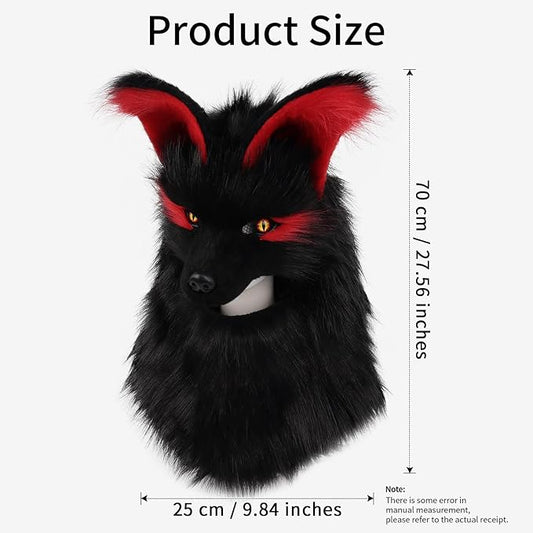 Furry Head Mask Animal Wolf Dog Plush Faux Fur Masks for Halloween Masquerade Cosplay Costume Props