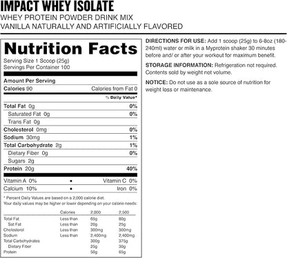 Myprotein Impact Weight Gainer Blend, 5.5 Lb (23 Servings) Vanilla, 30g Protein & 420 Calories per Serving, Protein Shake for Weight Gain, Muscle Mass