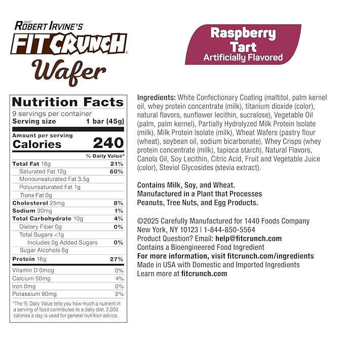 FITCRUNCH Wafer Protein Bars, 16g of Protein & 1-3g of Sugar (9 Bars, Variety Pack)
