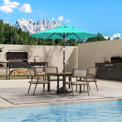 7.5FT Patio Umbrella Table Market Umbrella w/Tilt and Crank Heavy-Duty Round Outdoor Umbrellas for Garden, Deck, Backyard, Pool and Beach, Cerulean