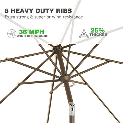9 FT Patio Umbrella for Outdoor, Outdoor Umbrella with Push Button Tilt and Crank, Outdoor Patio Umbrellas with 8 Sturdy Ribs for Market, Garden, Deck, Backyard, Pool (Cream-white)