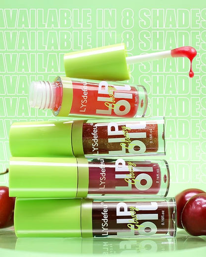 4 Colors Lip Oil Lip Glaze,Hydrating Tinted Plumping Lip Gloss,Clear Pink Shiny Glow Reviver Lip Care Oil,Longlasting Non-sticky Transparent Lip Oil,Women's Day Makeup Gift Kit for Women-SetA