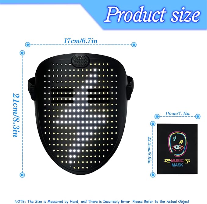 Led Mask with Gesture Sensing,Light up mask for Kids/Men/Women LED Halloween Mask for Costume Cosplay Party