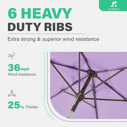 JEAREY 7.5FT Patio Umbrella Market Table Umbrella with 6 Sturdy Ribs, Push Button Tilt/Crank Outdoor Umbrella for Garden, Deck, Backyard, Pool and Porch,Taro Purple