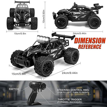 Remote Control Car RC Cars Xmas Gifts, 2.4GHz High Speed 20KM/H Remote Control Car with LED Headlight and Rechargeable Battery, 4X4 Off Road Monster Truck Toys Gift for Boys Age 4-7 8-12