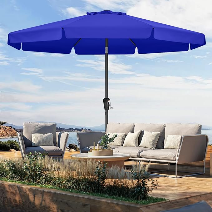 MASTERCANOPY Valance Patio Umbrella for Outdoor Table Market -8 Ribs (11ft,Blue)