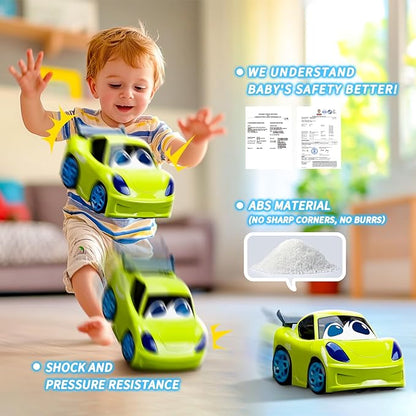 PC P&C Remote Control Car for Toddlers Fun Toy for Boys 2-4 Light-Up Educational Car for 3-5 Interactive Durable Toy for 4-7 Kids