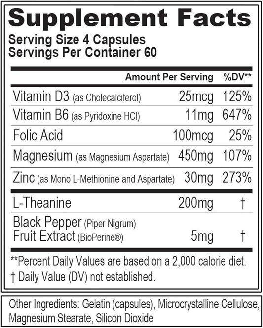 Magnesium and Zinc Post Workout Supplement - ZMatrix Zinc Magnesium Aspartate Muscle Recovery Supplement for Sleep Support and Muscle Health - EVL Post Workout Recovery Bodybuilding Supplement
