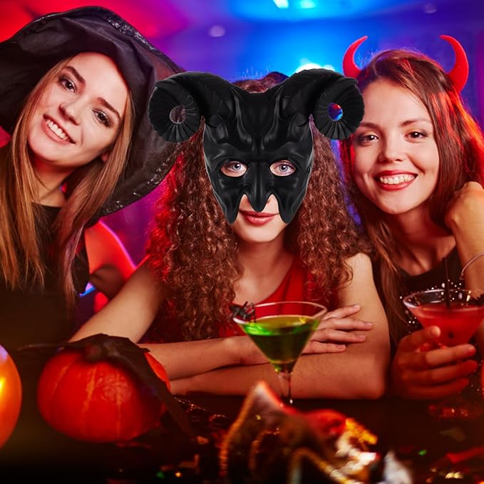 Ox Horn Mask Horns Masquerade Mask Animal Half Face Mask for Festival Party Halloween Costume Cosplay