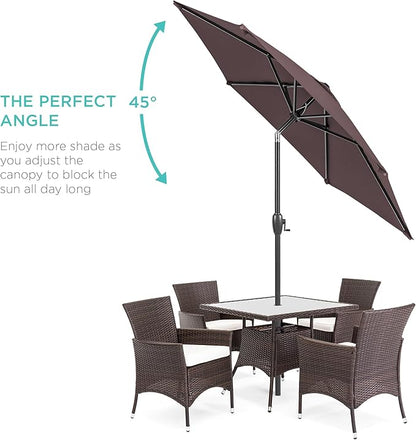 Best Choice Products 7.5ft Heavy-Duty Round Outdoor Market Table Patio Umbrella w/Steel Pole, Push Button Tilt, Easy Crank Lift - Deep Taupe