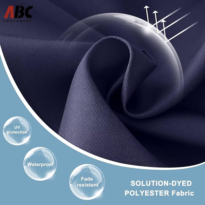 ABCCANOPY Durable Solar Led Patio Umbrellas with 32LED Lights 9FT (Navy Blue)