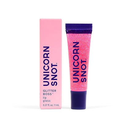 UNICORN SNOT Glitter Lip Gloss - Long-Lasting Sparkly Lip Shine - Vegan & Cruelty Free Non-Sticky Formula - Gloss for Festivals and Rave Makeup - High-Shine Glitter Lip Gloss, Pink (Flamingo)