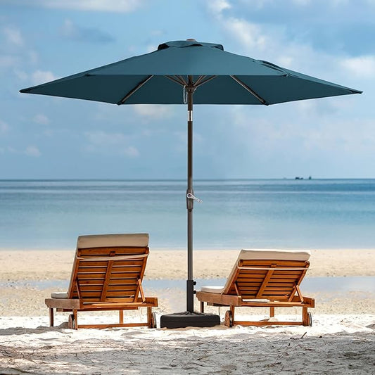 JEAREY 7.5FT Patio Umbrellas Outdoor Umbrella Table Market Umbrella with 6 Ribs,Tilt Button for Pool Deck Backyard Garden,Lake Blue