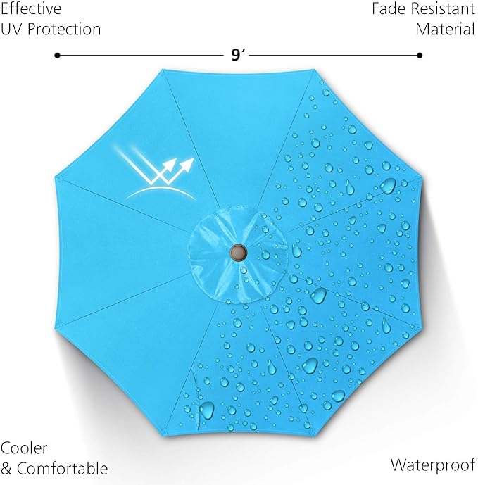 7.5Ft/9Ft Patio Umbrella, UV Protect Pool Umbrella with Heavy Duty Pole,Outdoor Umbrella with Push Botton Tilt & Crank