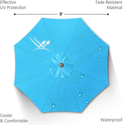 7.5Ft/9Ft Patio Umbrella, UV Protect Pool Umbrella with Heavy Duty Pole,Outdoor Umbrella with Push Botton Tilt & Crank
