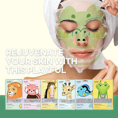 Epielle Character Sheet Masks 12 Pack, Animal Spa Mask, Korean Beauty Mask For All Skin Types, Kids Face Mask, Birthday Party Gift, Girls Night, Spa Day, Spa Night, Spa Gifts for Women