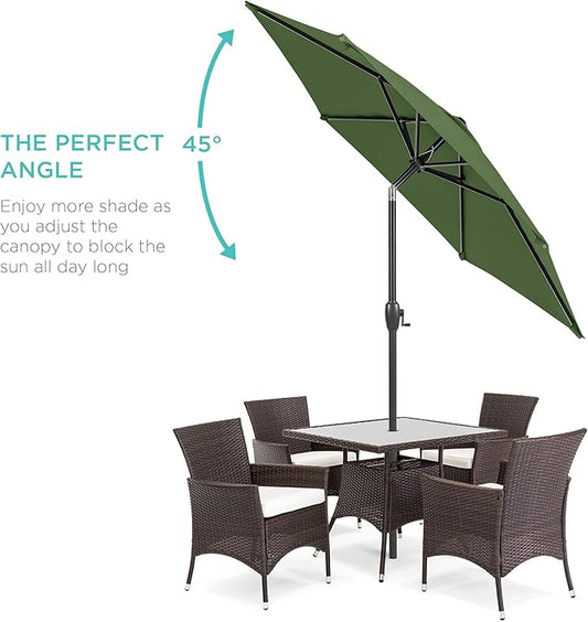 Best Choice Products 7.5ft Heavy-Duty Round Outdoor Market Table Patio Umbrella w/Steel Pole, Push Button Tilt, Easy Crank Lift - Fern