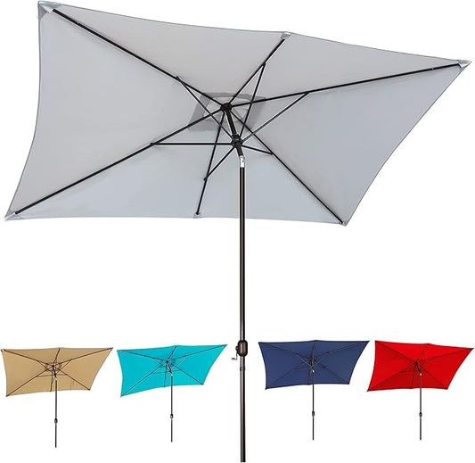 Blissun Rectangular Patio Umbrella, Table Market Umbrella with Tilt and Crank, Outdoor Umbrella for Garden, Deck, Backyard, Pool and Beach