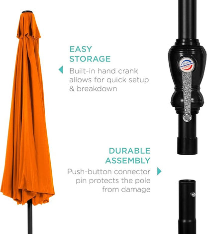 Best Choice Products 10ft Outdoor Steel Polyester Market Patio Umbrella w/Crank, Easy Push Button, Tilt, Table Compatible - Orange