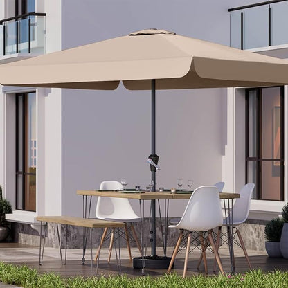 8 * 10FT Rectangular Patio Umbrella Table Market Umbrella w/Crank Outdoor Umbrellas for Garden, Deck, Backyard, Pool and Beach, Beige