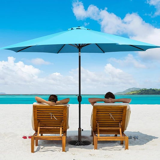 Yaheetech 11FT Patio Umbrella Outdoor Market Table Umbrella with Push Button Tilt & Crank for Garden/Lawn/Deck/Backyard/Pool/Beach, 8 Ribs, Sky Blue