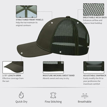 LOOGU Fishing Hat Mesh Back for Men Women Adjustable Baseball Trucker Cap Snapback Hats