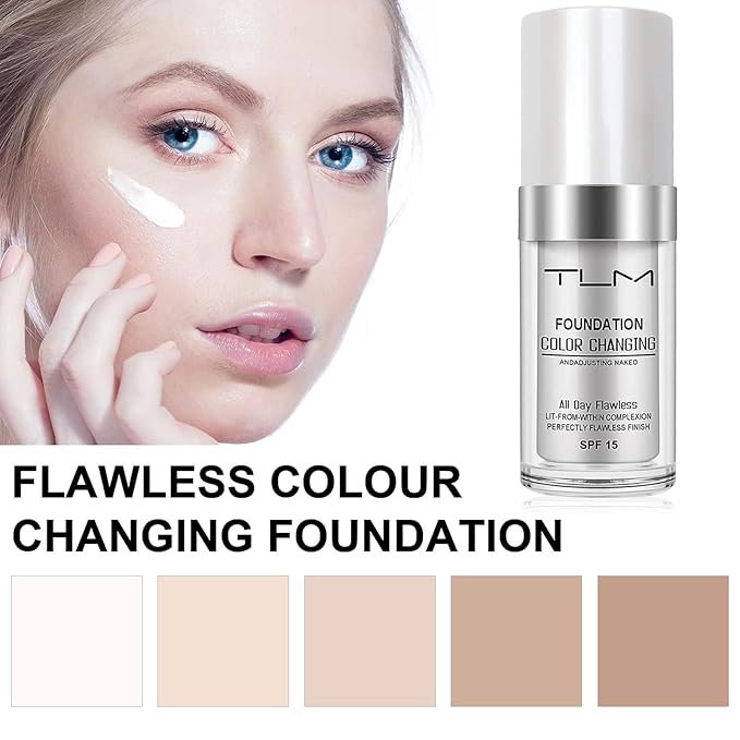 2 PACK TLM Color Changing Foundation Liquid Base,TLM