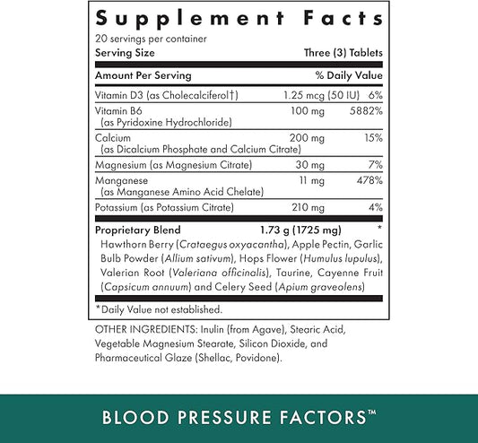 MICHAEL'S Health Naturopathic Programs Blood Pressure Factors - 60 Vegetarian Tablets - Provides Fluid Balance Support - Kosher - 20 Servings