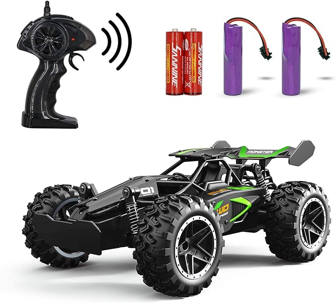 Remote Control Car, RC Cars for boys age 8-12, Toys Cars for boys age 4-7, 1:18 2.4Ghz Monster RC Truck Toys for Girls, Off Road RC Crawler Easter Basket Stuffers Gift Idea for Kids(Black green)