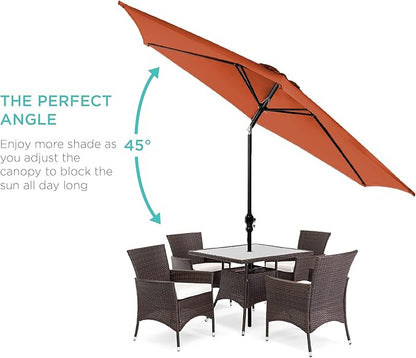 Best Choice Products 10ft Outdoor Steel Polyester Market Patio Umbrella w/Crank, Easy Push Button, Tilt, Table Compatible - Rust