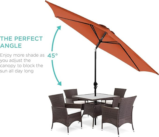 Best Choice Products 10ft Outdoor Steel Polyester Market Patio Umbrella w/Crank, Easy Push Button, Tilt, Table Compatible - Rust