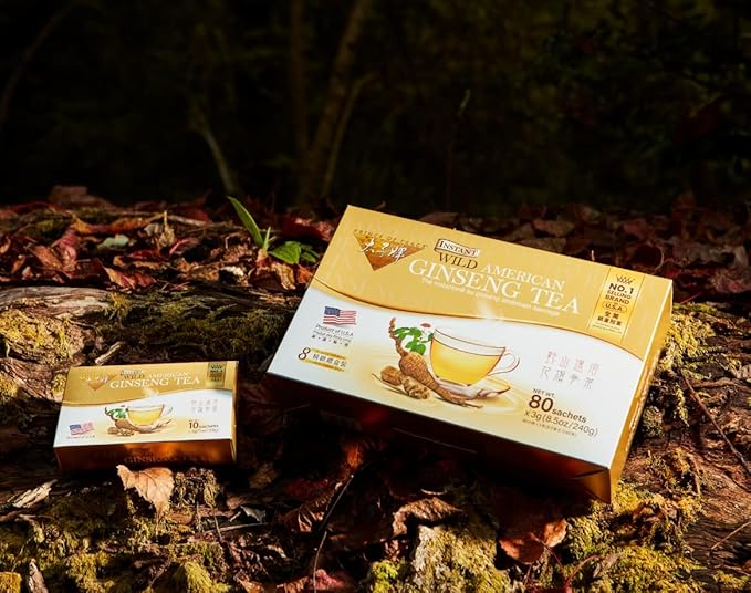 Prince of Peace Instant Wild American Ginseng Tea, 80 Sachets – Healthy Drink, Caffeine-Free Energy-Boosting, Heavy Antioxidants, Plant Extract
