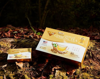 Prince of Peace Instant Wild American Ginseng Tea, 80 Sachets – Healthy Drink, Caffeine-Free Energy-Boosting, Heavy Antioxidants, Plant Extract
