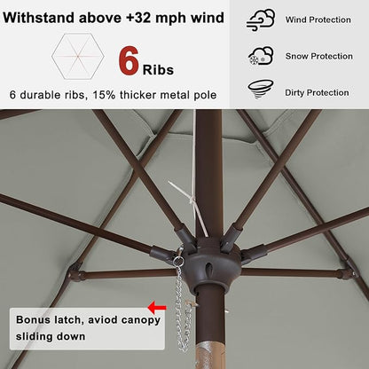 ABCCANOPY 7.5FT OutdoorPatio Umbrella, UV Protection Table Umbrella w/Crank for Easy Set Up, Suitable for Garden, Lawn, Deck & Backyard (Gray)