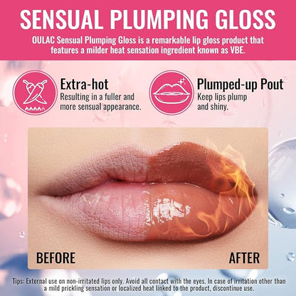 Oulac Shine Nude Liquid Lipstick for Women-Lip Plumper Lip Gloss for Dry Lip Care, Lightweight Soft and Hydrating Lip Tint Stain with Vitamin E & Rose Oil Vegan & Cruelty-Free, S01