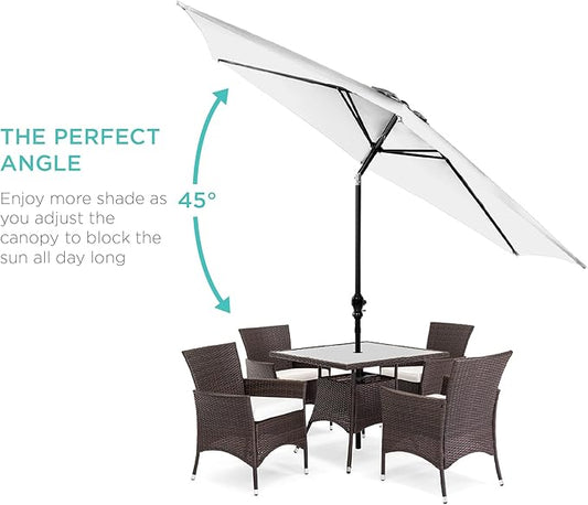 Best Choice Products 10ft Outdoor Steel Polyester Market Patio Umbrella w/Crank, Easy Push Button, Tilt, Table Compatible - White