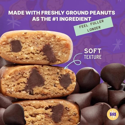 Raw Rev Vegan Protein Bars- Peanut Butter Dark Chocolate & Sea Salt, 12 bars, Non-GMO, Plastic-Neutral, Nothing Artificial, Glo Formula, Gluten-Free, Keto-Friendly, Paleo, Kosher, No Sugar Alcohols, No Stevia